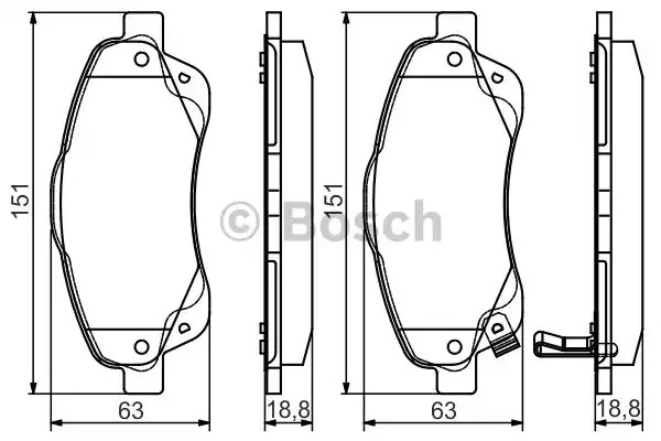 Комплект тормозных колодок BOSCH 0 986 495 083 (BP1531, E9 90R-02A1080/0790, 23480)