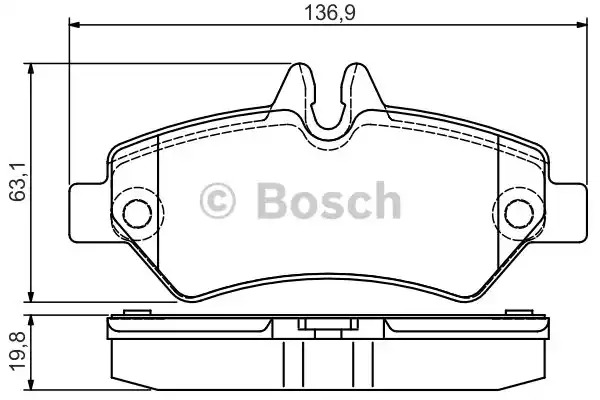 Комплект тормозных колодок BOSCH 0 986 495 100 (BP1554, E9 90R-02A1081/2215, 29190)