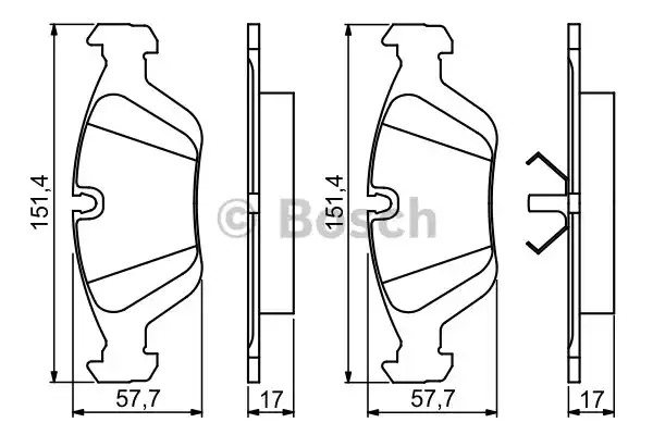 Комплект тормозных колодок BOSCH 0 986 495 229 (BP1527, E1 90R - 02A0125/0196, 21292)