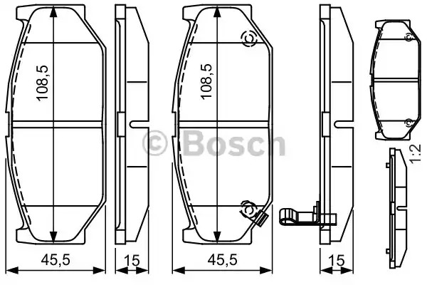 Комплект тормозных колодок BOSCH 0 986 495 308 (BP1597, E9 90R-02A1080/3105, WVA 23962)