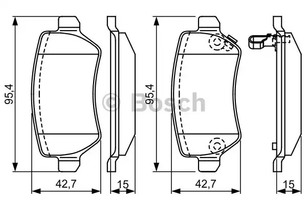 Комплект тормозных колодок BOSCH 0 986 495 319 (BP1608, E9 90R-02A1081/0553, WVA 23417)