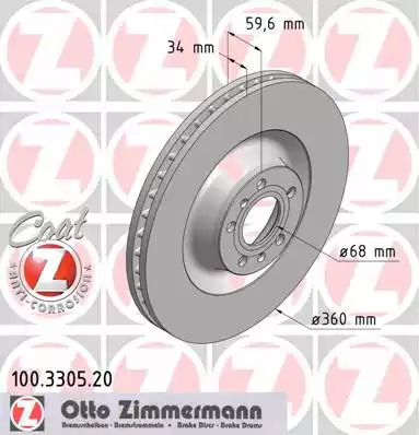 Тормозной диск ZIMMERMANN 100.3305.20
