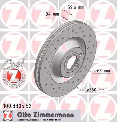 Тормозной диск ZIMMERMANN 100.3305.52