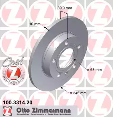 Тормозной диск ZIMMERMANN 100.3314.20