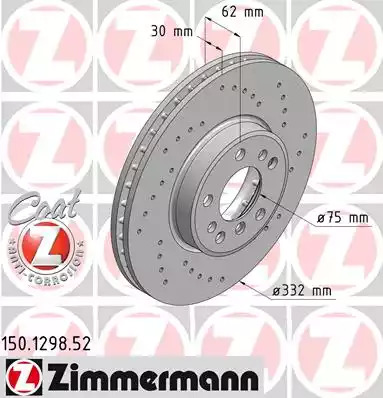 Тормозной диск ZIMMERMANN 150.1298.52