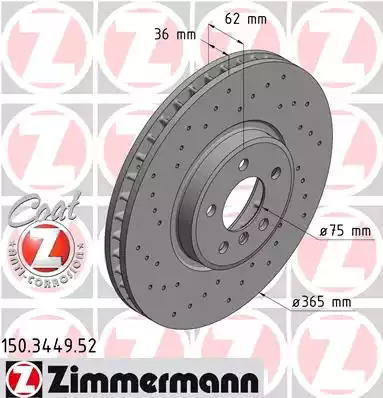 Тормозной диск ZIMMERMANN 150.3449.52