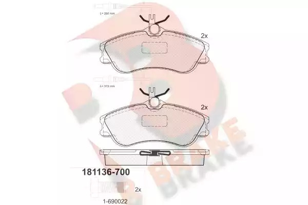 Комплект тормозных колодок ICER 181136-700 (23124, 23125, D1190-8309)