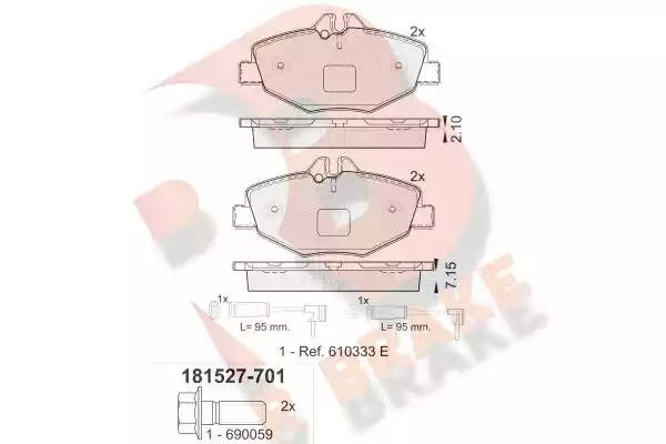 Комплект тормозных колодок ICER 181527-701 (23743, 23744, 23428, D987-7889, D987-8517)