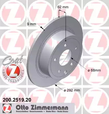 Тормозной диск ZIMMERMANN 200.2519.20