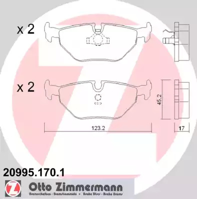 Комплект тормозных колодок ZIMMERMANN 20995.170.1 (20995, 20996)
