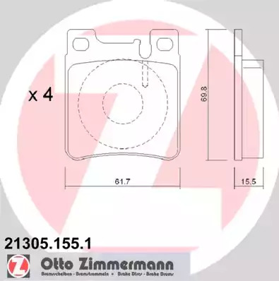 Комплект тормозных колодок ZIMMERMANN 21305.155.1 (21305)