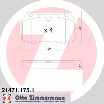 Комплект тормозных колодок ZIMMERMANN 21471.175.1 (21471)