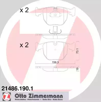 Комплект тормозных колодок ZIMMERMANN 21486.190.1 (21486, 21642)