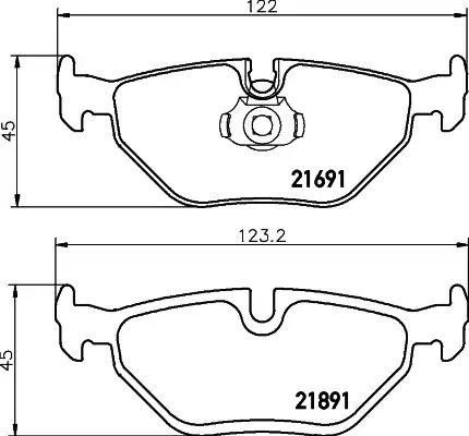 Комплект тормозных колодок HELLA PAGID 8DB 355 007-981 (T1104, 21691, 21891, 7286D1239, 7286D396, 7449D396)