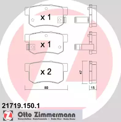 Комплект тормозных колодок ZIMMERMANN 21719.150.1 (21719, 21720, 21721)