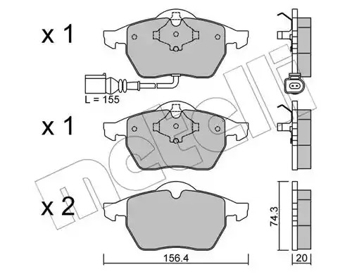 Комплект тормозных колодок METELLI 22-0181-4 (20676, 21911, 23392)