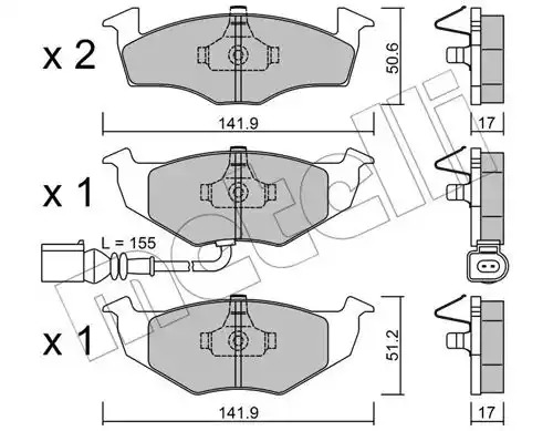 Комплект тормозных колодок METELLI 22-0206-3 (23752, 21866, 21868)