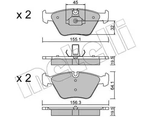 Комплект тормозных колодок METELLI 22-0207-3 (21676, 23183)