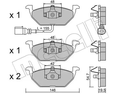 Комплект тормозных колодок METELLI 22-0211-2 (21974, 23130, 23131, 23187)