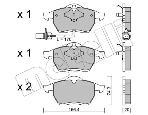 Комплект тормозных колодок METELLI 22-0279-1 (21848, 21849, 23324)