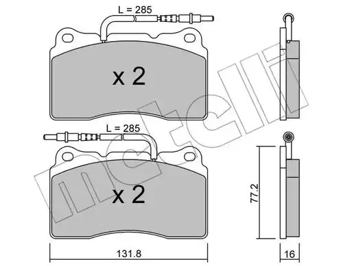 Комплект тормозных колодок METELLI 22-0288-2 (23575, 23576)