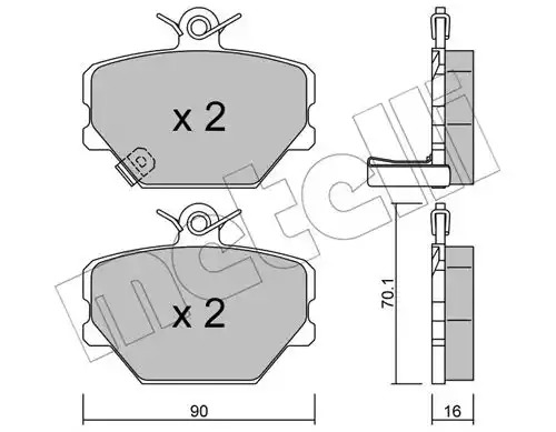 Комплект тормозных колодок METELLI 22-0341-0 (21999, 23002)