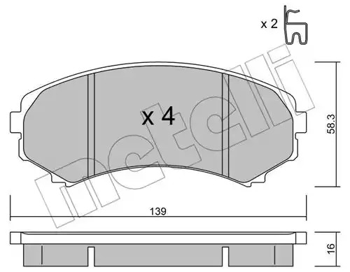 Комплект тормозных колодок METELLI 22-0399-0 (23488, 24066)