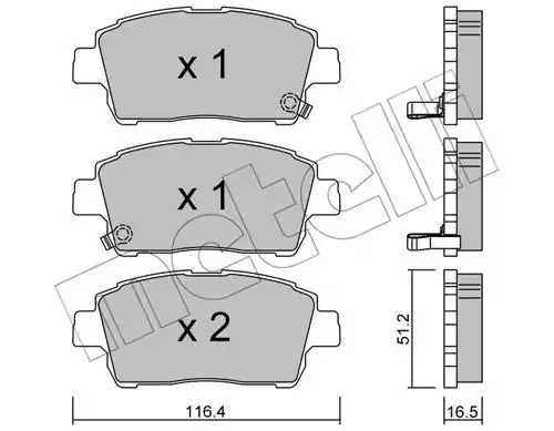 Комплект тормозных колодок METELLI 22-0423-0 (23512, 23510, 23511)