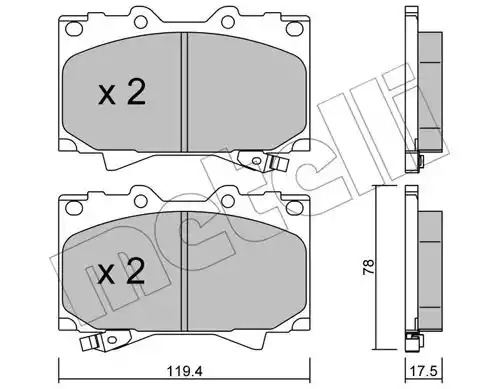 Комплект тормозных колодок METELLI 22-0452-0 (23524, 23525)