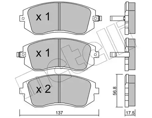 Комплект тормозных колодок METELLI 22-0500-0 (23865, 23866, 23867)