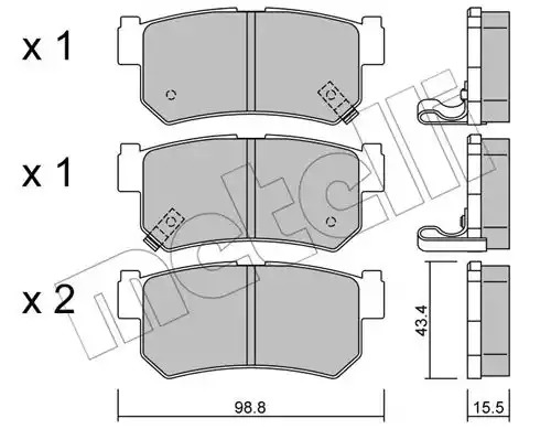 Комплект тормозных колодок METELLI 22-0519-0 (23674, 23675, 23673)