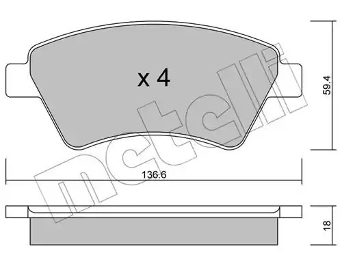 Комплект тормозных колодок METELLI 22-0544-0 (23930)