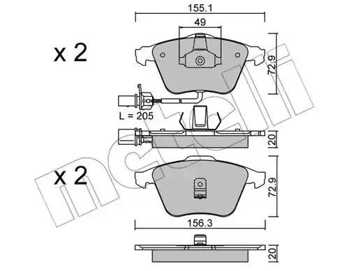 Комплект тормозных колодок METELLI 22-0549-0 (23762, 23950)