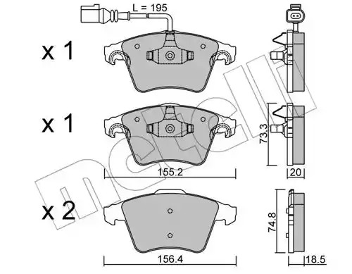 Комплект тормозных колодок METELLI 22-0552-0 (23835, 23467, 23746)