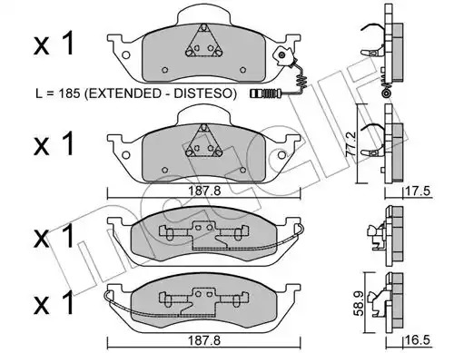 Комплект тормозных колодок METELLI 22-0569-0 (23193, 23196, 23194, 23195)