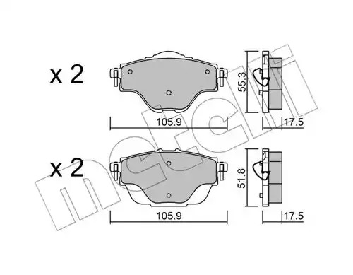 Комплект тормозных колодок METELLI 22-0988-0 (25827, 25828)