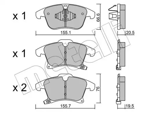 Комплект тормозных колодок METELLI 22-1039-0 (22269, 25593, 22270, 25592)