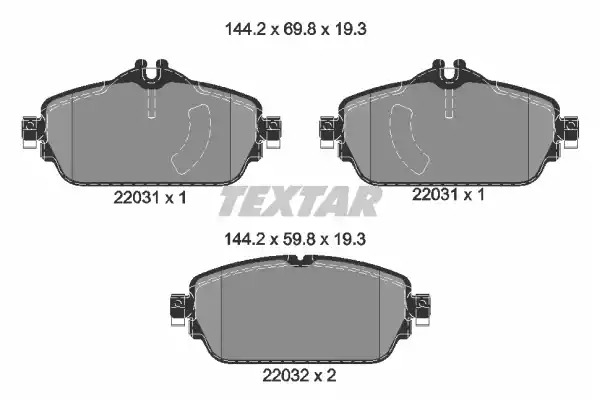 Комплект тормозных колодок TEXTAR 2203101 (22031, 22032, 22031 193  0 5)