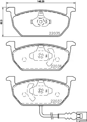 Комплект тормозных колодок HELLA PAGID 8DB 355 021-951 (T2438, 22035, 22036, 22037)