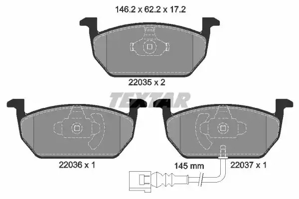 Комплект тормозных колодок TEXTAR 2203501 (22035, 22036, 22037, 22035 172  0 5)