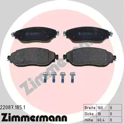 Комплект тормозных колодок ZIMMERMANN 22087.185.1 (22087)