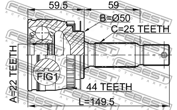 Шарнир FEBEST 2210-CER16A44