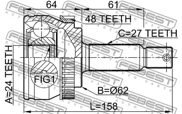 Шарнир FEBEST 2210-NSP20A48