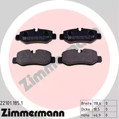 Комплект тормозных колодок ZIMMERMANN 22101.185.1 (22101)