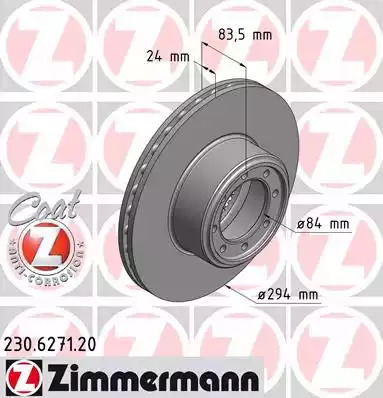 Тормозной диск ZIMMERMANN 230.6271.20