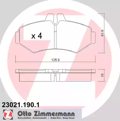 Комплект тормозных колодок ZIMMERMANN 23021.190.1 (23021)