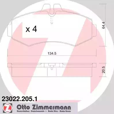 Комплект тормозных колодок ZIMMERMANN 23022.205.1 (23022)