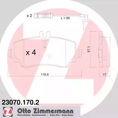 Комплект тормозных колодок ZIMMERMANN 23070.170.2 (23070)