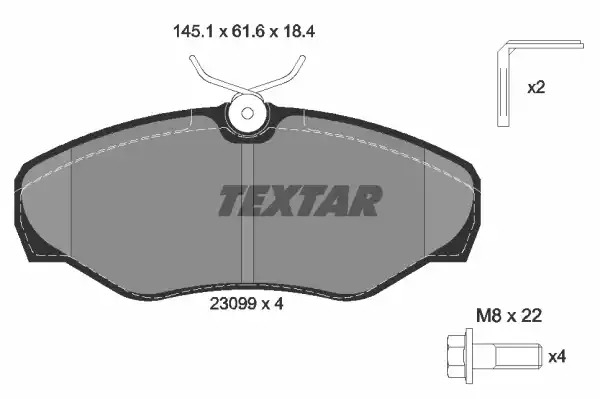 Комплект тормозных колодок TEXTAR 2309902 (23099, 23099 184  1 4, 8699D1500)