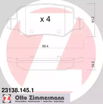 Комплект тормозных колодок ZIMMERMANN 23138.145.1 (23138)